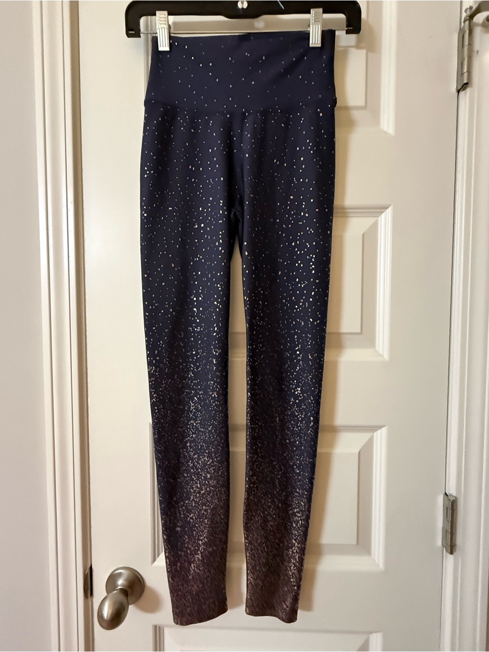 Peloton Apparel "Show Up" High-Waisted Sparkle Ombré Leggings, Size Small